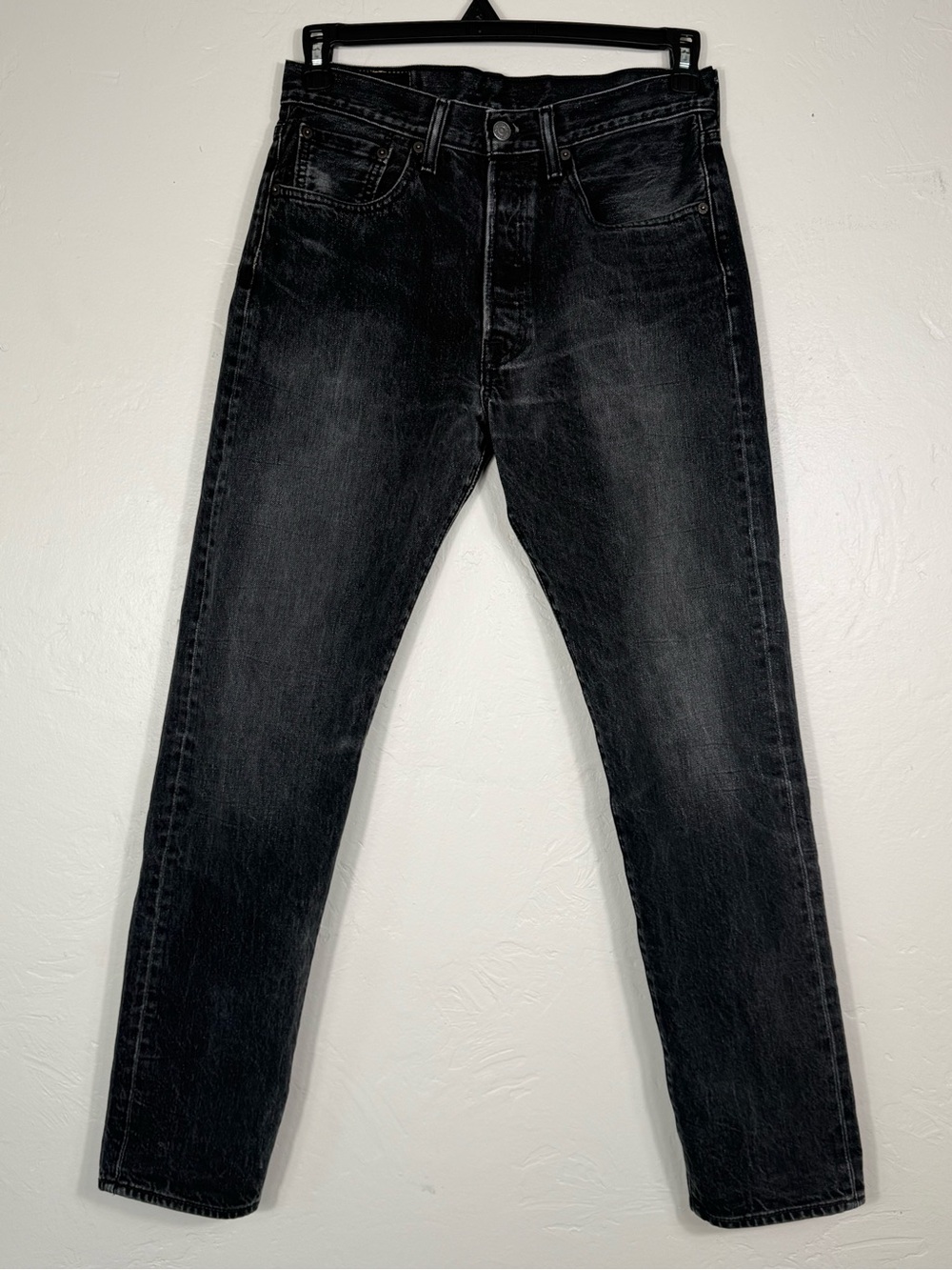 Levi’s 501 CT 5 Button Front Fly Jeans W 30 L 32 faded distressed Black